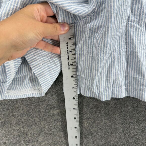 Anthropologie Shorts Women XS Blue Striped High Rise Chino Linen Pockets Casual - Picture 5 of 8